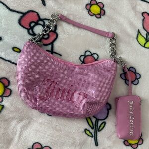 Juicy couture UK hobo rhinestone shoulder bag with pouch